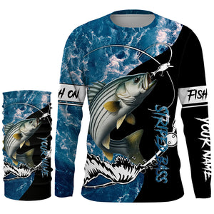 Striped Bass fishing blue ocean camouflage fishing clothing Custom performance fishing shirts NQS2625