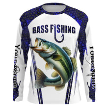 Load image into Gallery viewer, Largemouth Bass fishing blue camo Custom Funny Fishing Shirts, Gift For Fisherman NQS5455