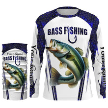 Load image into Gallery viewer, Largemouth Bass fishing blue camo Custom Funny Fishing Shirts, Gift For Fisherman NQS5455