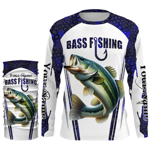 Largemouth Bass fishing blue camo Custom Funny Fishing Shirts, Gift For Fisherman NQS5455