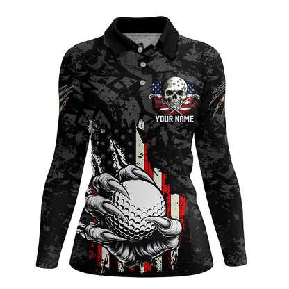 Funny Claw Tearing US Flag Golf Ball Custom Women golf polo shirts, Patriotic Golf Team Jerseys NQS8253