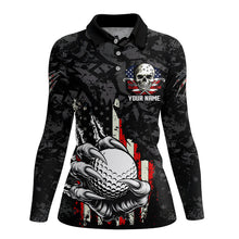 Load image into Gallery viewer, Funny Claw Tearing US Flag Golf Ball Custom Women golf polo shirts, Patriotic Golf Team Jerseys NQS8253