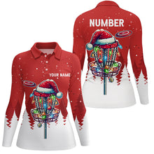 Load image into Gallery viewer, Christmas Women disc golf polo shirts custom Christmas disc golf basket frisbee golf jerseys NQS8940