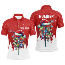 Load image into Gallery viewer, Christmas Mens disc golf polo shirt custom Christmas disc golf basket frisbee golf jerseys NQS8940