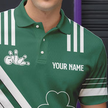 Load image into Gallery viewer, Green and White argyle pattern shamrock St Patrick&#39;s Day Men bowling shirts Custom Bowling Team Jersey NQS9383