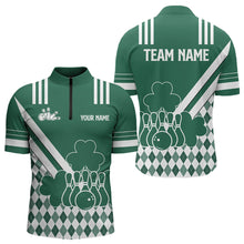Load image into Gallery viewer, Green and White argyle pattern shamrock St Patrick&#39;s Day Men bowling shirts Custom Bowling Team Jersey NQS9383