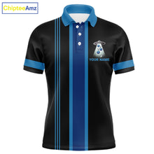 Load image into Gallery viewer, Black and Blue ufo alien Retro Bowling Polo, Quarter Zip Shirts for men Custom Bowling Team Jersey NQS11462