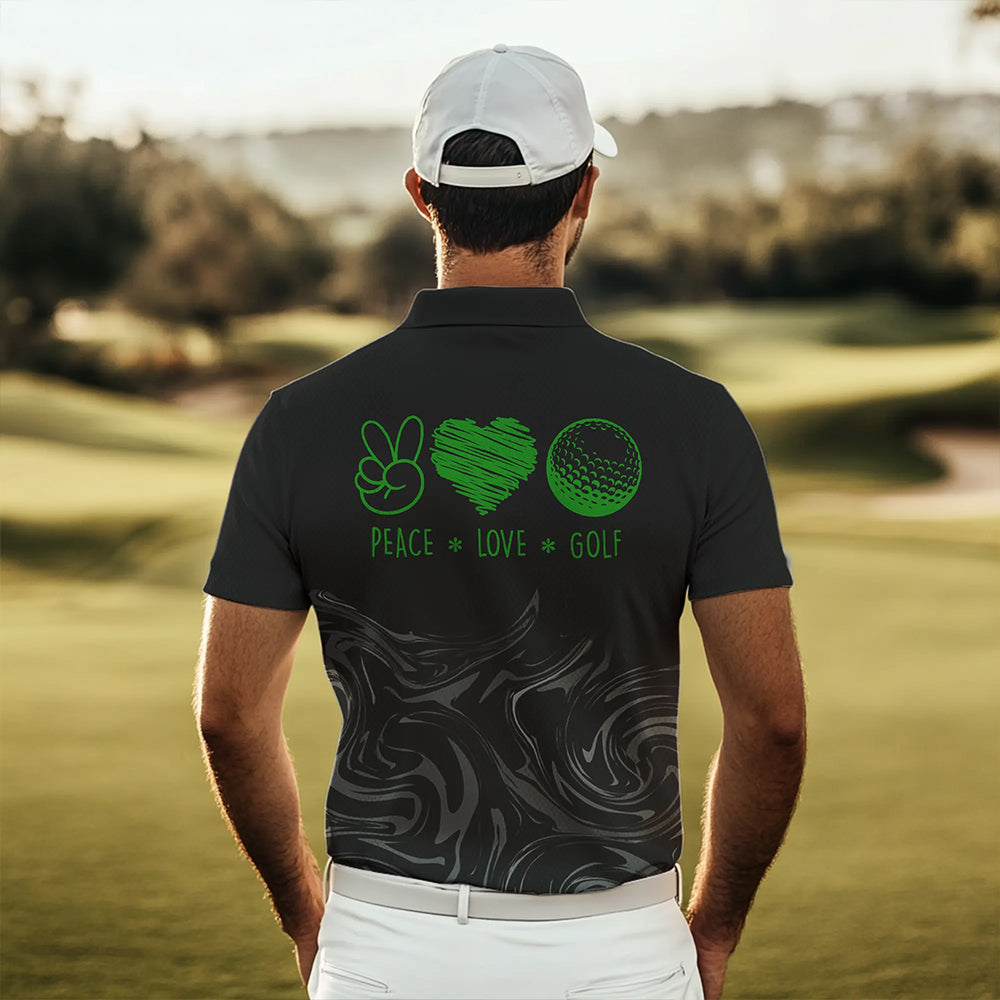 Black Camo Men golf polo shirts Customize peace love golf team golf attire for mens | Green NQS9527