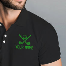 Load image into Gallery viewer, Black Camo Men golf polo shirts Customize peace love golf team golf attire for mens | Green NQS9527