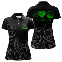 Load image into Gallery viewer, Black Camo Women golf polo shirts Customize peace love golf team golf attire for ladies | Green NQS9527
