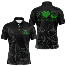 Load image into Gallery viewer, Black Camo Men golf polo shirts Customize peace love golf team golf attire for mens | Green NQS9527