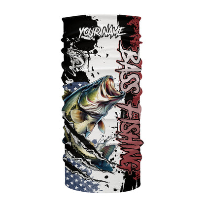 Red, white and blue Largemouth Bass fishing American Flag Custom patriotic Bass fishing shirts NQS9530