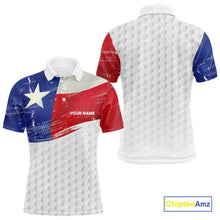 Load image into Gallery viewer, Mens golf polo shirts Texas flag patriotic custom name golf shirts for men, gift for the golfers NQS9968