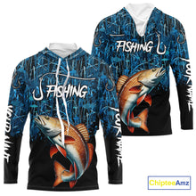 Load image into Gallery viewer, Redfish puppy drum Fishing blue camo Custom UV protection long sleeves fishing shirts NQS10121