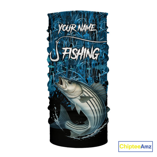 Striped Bass Fishing blue camo Custom UV protection Striper long sleeves fishing shirts NQS10122