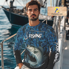Load image into Gallery viewer, Striped Bass Fishing blue camo Custom UV protection Striper long sleeves fishing shirts NQS10122