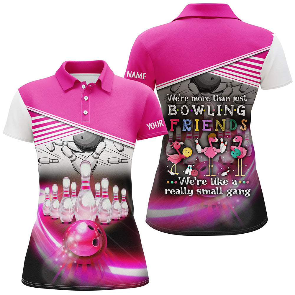 Custom pink bowling shirt for women – personalized team jersey front view