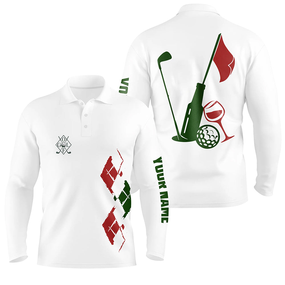 Mens golf polo shirts custom vintage golf and wine golf clubs Christmas polo shirts NQS6598