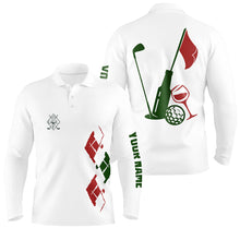 Load image into Gallery viewer, Mens golf polo shirts custom vintage golf and wine golf clubs Christmas polo shirts NQS6598