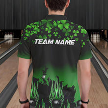 Load image into Gallery viewer, Green shamrock Flame bowling shirts for men Custom St Patrick Day black team league bowling jerseys NQS9390
