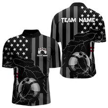 Load image into Gallery viewer, Personalized Black American flag Lightning thunder Custom Bowling Team Shirts For Mens Bowling Jersey NQS9538