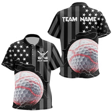 Load image into Gallery viewer, Personalized Black American flag Lightning thunder Custom Golf Polo Team Shirts For Kid Golf apparel NQS9540