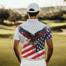 Load image into Gallery viewer, Personalized American Flag Eagle White Men golf polo shirts Custom patriotic golf tops for Men NQS9541