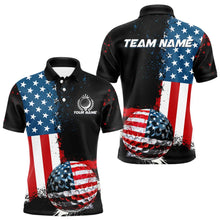 Load image into Gallery viewer, Black American Flag Mens Golf Polo Shirts Custom Golf attire for men, patriotic golf gifts NQS9696