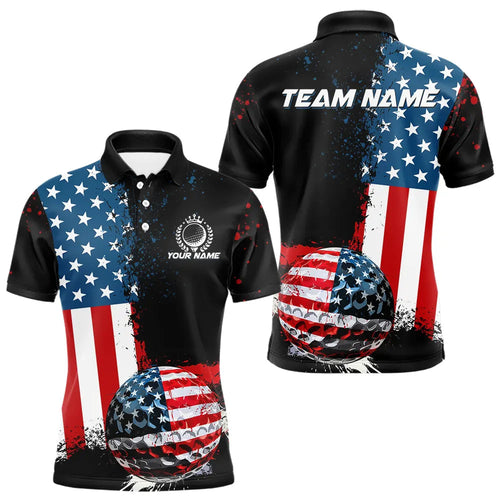 Black American Flag Mens Golf Polo Shirts Custom Golf attire for men, patriotic golf gifts NQS9696