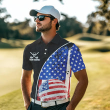 Load image into Gallery viewer, Personalized Black Camo Golf Polo Shirts For Men Custom American Flag patriotic golf shirts outfit NQS9698