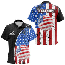 Load image into Gallery viewer, Personalized Black Camo Kids golf polo shirts Custom American Flag patriotic golf shirt outfit NQS9698