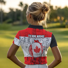 Load image into Gallery viewer, Personalized Black Camo Golf Polo Shirts For Women Custom Canadian Flag patriotic golf shirts outfit NQS9699