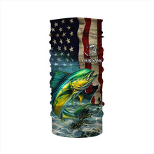 Load image into Gallery viewer, Mahi Mahi ( Dorado) Fishing 3D American Flag Patriotic Customize name All over print fishing shirts NQS468