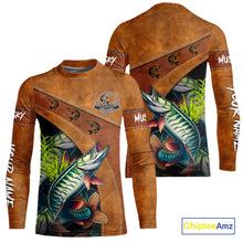 Load image into Gallery viewer, Musky fishing UV protection custom name fishing shirts, performance shirts for men, women, kid NQS10266
