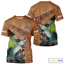 Load image into Gallery viewer, Musky fishing UV protection custom name fishing shirts, performance shirts for men, women, kid NQS10266