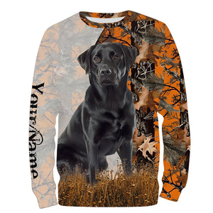 Black Labrador Retriever dog hunting orange camo Custom Name Full Printing Shirts, Labs Hunting Gifts NQS4137