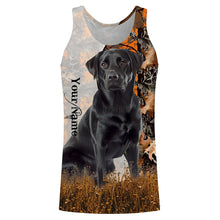 Load image into Gallery viewer, Black Labrador Retriever dog hunting orange camo Custom Name Full Printing Shirts, Labs Hunting Gifts NQS4137