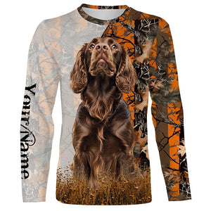 Boykin spaniel dog hunting orange camo Custom Name Full Printing Shirts, Boykin spaniel Hunting Gifts NQS4138