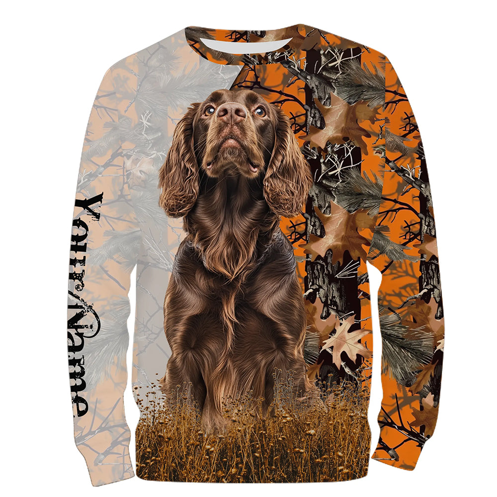 Boykin spaniel dog hunting orange camo Custom Name Full Printing Shirts, Boykin spaniel Hunting Gifts NQS4138