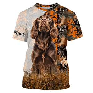 Boykin spaniel dog hunting orange camo Custom Name Full Printing Shirts, Boykin spaniel Hunting Gifts NQS4138