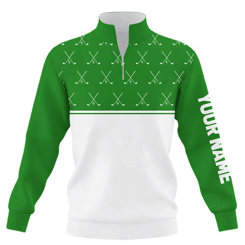 Green and White golf clubs pattern Quarter zip golf sweatshirt custom golf sweater for men women NQS8729