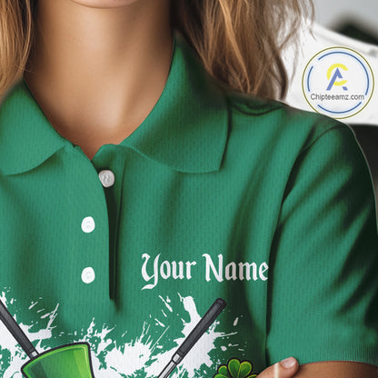 Green argyle pattern St Patrick Golf Polo Golf shirts for Women Custom gifts for the golfer NQS11476