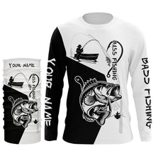 Load image into Gallery viewer, Black and White Bass Fishing Custom Name 3D All Over Printed Shirts, Personalized Fishing gifts NQS355