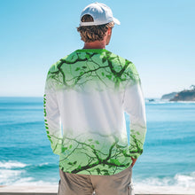 Load image into Gallery viewer, Personalized name White and Green Camo performance long sleeve team fishing tournament shirts NQS9554