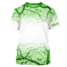 Load image into Gallery viewer, Personalized name White and Green Camo performance long sleeve team fishing tournament shirts NQS9554