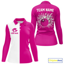 Load image into Gallery viewer, Pink and white Retro Bowling shirts For Women Custom team bowling jerseys gift for Bowlers NQS10147