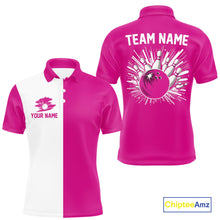 Load image into Gallery viewer, Pink and white Retro Bowling shirts For Men Custom team bowling jerseys gift for Bowlers NQS10147