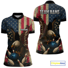 Load image into Gallery viewer, Vintage American Flag Eagle Bowling Shirt For Women Custom Patriotic Retro Team bowling jerseys NQS10475