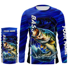 Load image into Gallery viewer, Largemouth Bass Fishing Custom long sleeve performance fishing shirts, team fishing shirt | Blue NQS8501