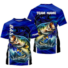 Load image into Gallery viewer, Largemouth Bass Fishing Custom long sleeve performance fishing shirts, team fishing shirt | Blue NQS8501